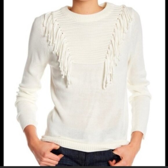 NWT Blush  Noir Front Fringe Knit Sweater - Picture 1 of 13
